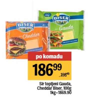 Sir topljeni Gauda, Cheddar Biser, 100g