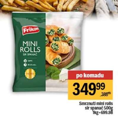 Smrznuti mini rolls sir spanać, 500g