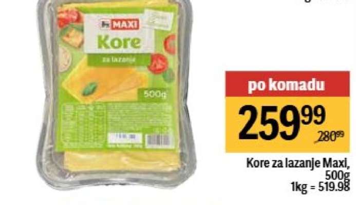 Kore za lazanje Maxi