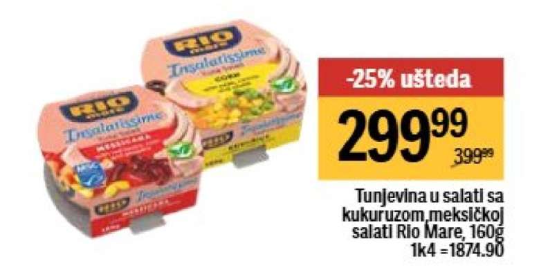 Tunjevina u salati sa kukuruzom , meksičkoj salati Rio Mare 160g