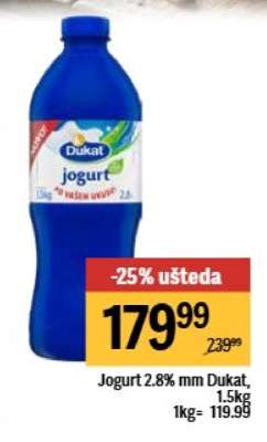 Jogurt 2.8%mm Dukat, 1.5kg
