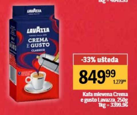 Kafa mlevena Crema E Gusto lavazza 250g