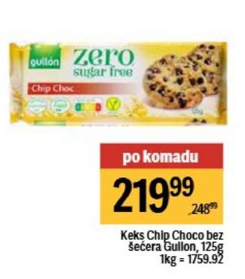 Keks Chip Choco bez šećera Gullon, 125g