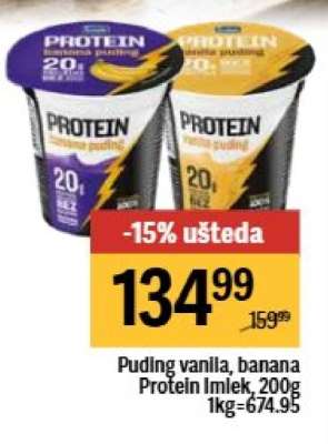 Puding vanila, banana Protein Imlek, 200g