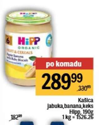 Kašica jabuka, banana, keks Hipp, 190g