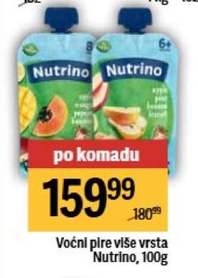 Voćni pire više vrsta Nutrino, 100g
