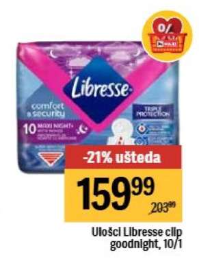Ulošci Libresse clip goodnight 10/1