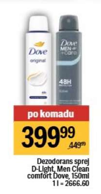 Dezodorans sprej D Light , Men Clean comfort Dove 150ml