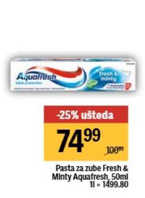 Pasta za zube Fresh & Minty Aquafresh, 50ml