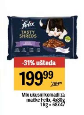 Mix ukusni komadi za mačke Felix, 4x80g