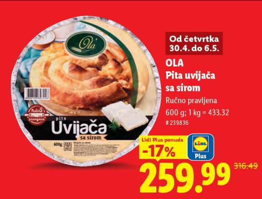 Ola Pita uvijača sa sirom