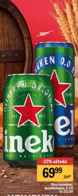 Pivo Heineken bezalkoholno, 0,33l