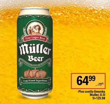 Pivo svetlo limenka Müller, 0.5l