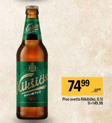 Pivo svetlo Nikšićko 0,5l