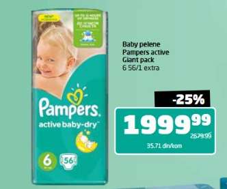 Baby pelene Pampers active Giant pack