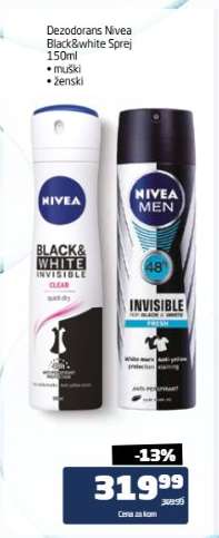 Dezodorans Nivea Black&white Sprej 150ml