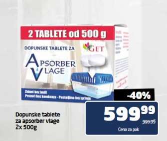 Dopunske tablete za apsorber vlage 2x 500g