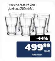 Staklena čaša za vodu, glazirana, 200ml (6/1)