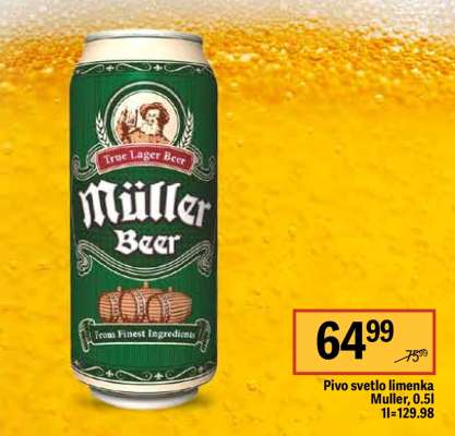 Pivo svetlo limenka Müller, 0.5l