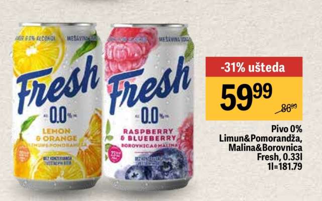 Pivo 0% Limun&Pomorandža, Malina&Borovnica Fresh