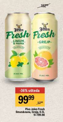 Pivo Jelen Fresh limun nana grejp