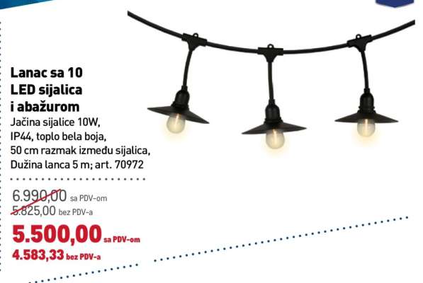 Lanac sa 10 LED sijalica i abažurom