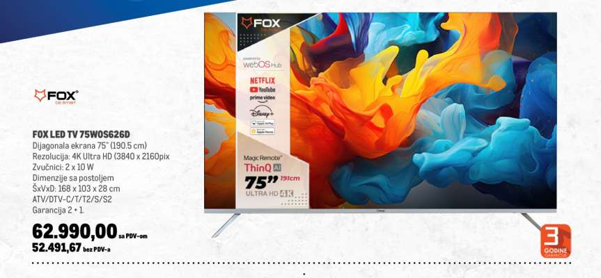 FOX LED TV 75WOS626D