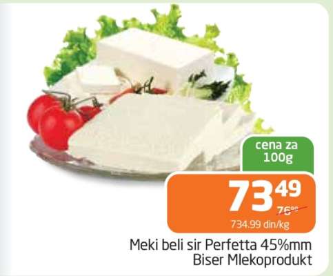 Meki beli sir Perfetta 45%mm Biser Mlekoprodukt