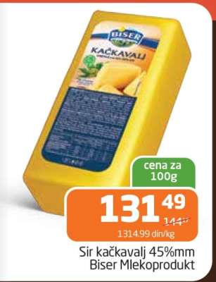 Sir kačkavalj 45%mm Biser Mlekoprodukt