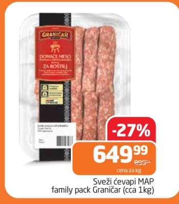 Sveži čevapi MAP family pack Graničar (cca 1kg)
