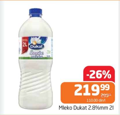 Mleko Dukat 2.8%mm 2l