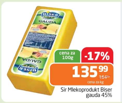 Sir Mlekoprodukt Biser gauda 45%