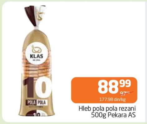 Hleb pola pola rezani 500g Pekara AS