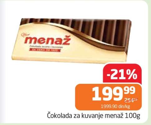Čokolada za kuvanje Menaž, 100g