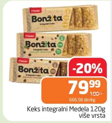 Keks integralni Medela 120g