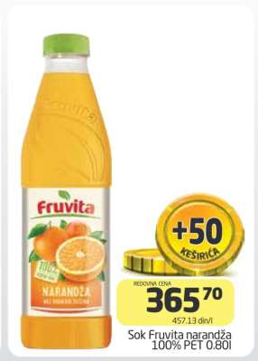 Sok Fruvita narandža 100% PET 0.80l