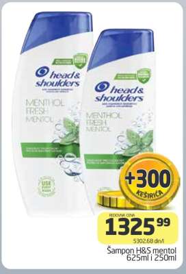 Šampon H&S mentol 625ml i 250ml