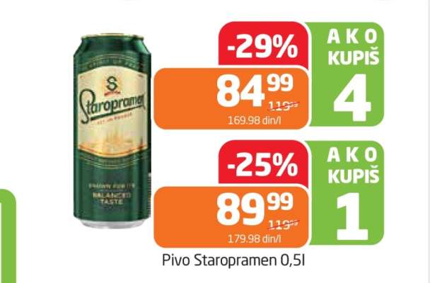 Pivo Staropramen 0.5l