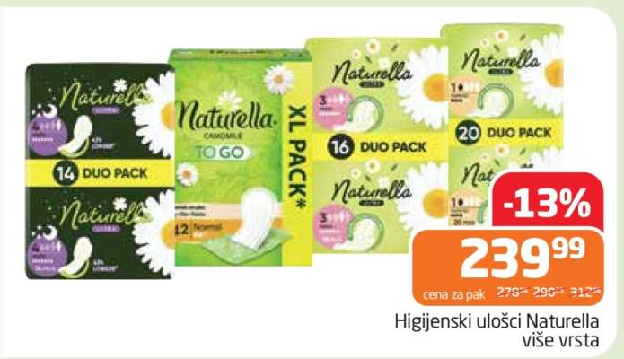Higijenski ulošci Naturella više vrsta
