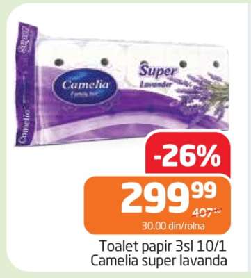 Toalet papir 3sl 10/1 Camelia super lavanda
