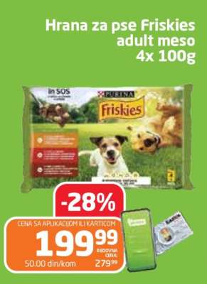 Hrana za pse Friskies adult meso 4x 100g