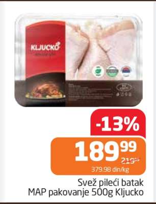 Svež pileći batak MAP pakovanje 500g Kljucko