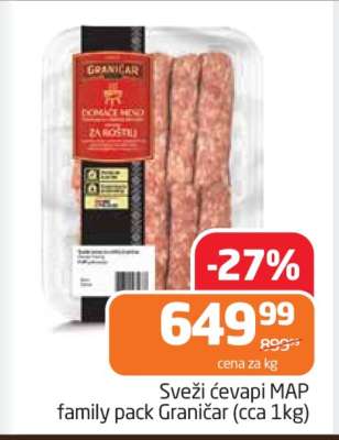 Sveži čevapi MAP family pack Graničar (cca 1kg)