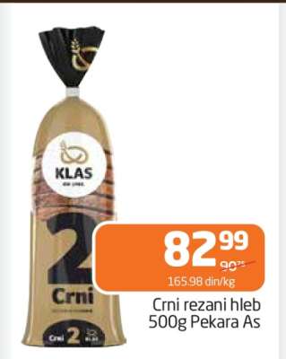 Crni rezani hleb 500g Pekara As