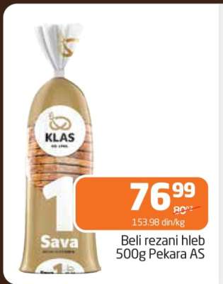 Beli rezani hleb 500g Pekara AS