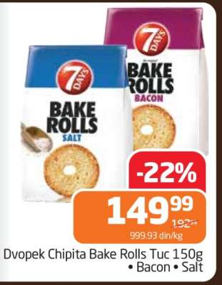 Dvopek Chipita Bake Rolls Tuc 150g