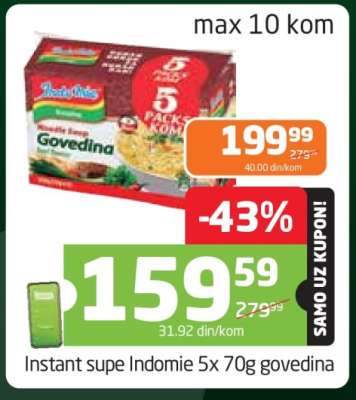 Instant supe Indomie 5x 70g govedina