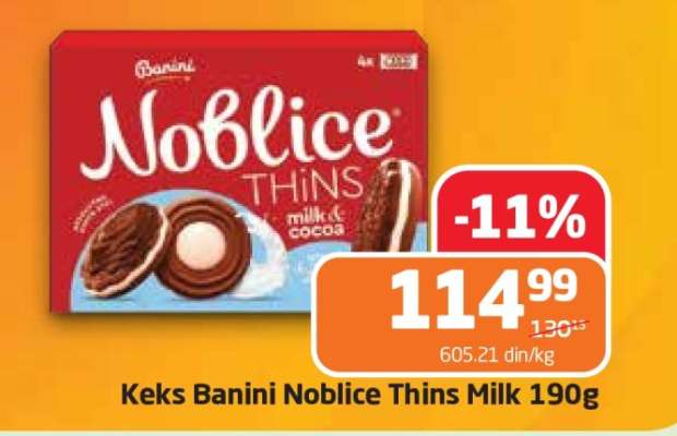 Keks Banini Noblice Thins Milk 190g