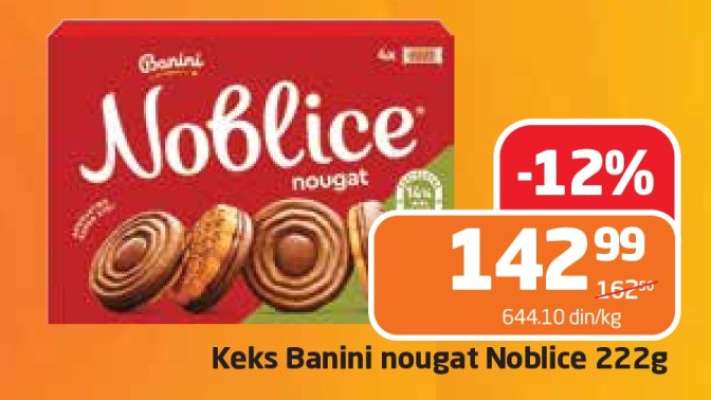 Keks Banini nougat Noblice 222g