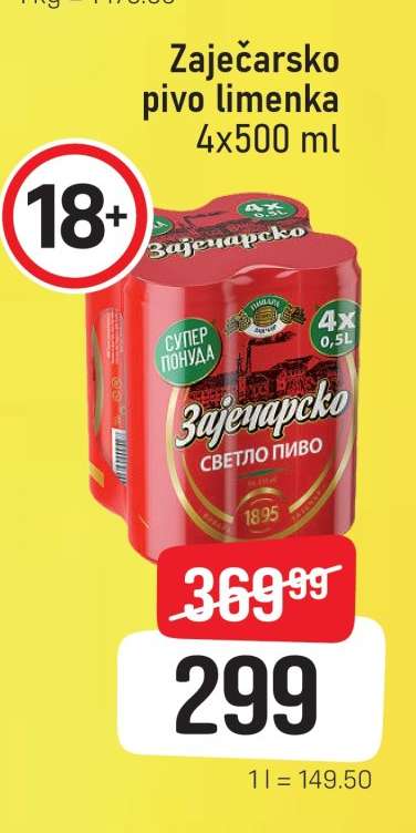 Zaječarsko pivo limenka 4x500 ml